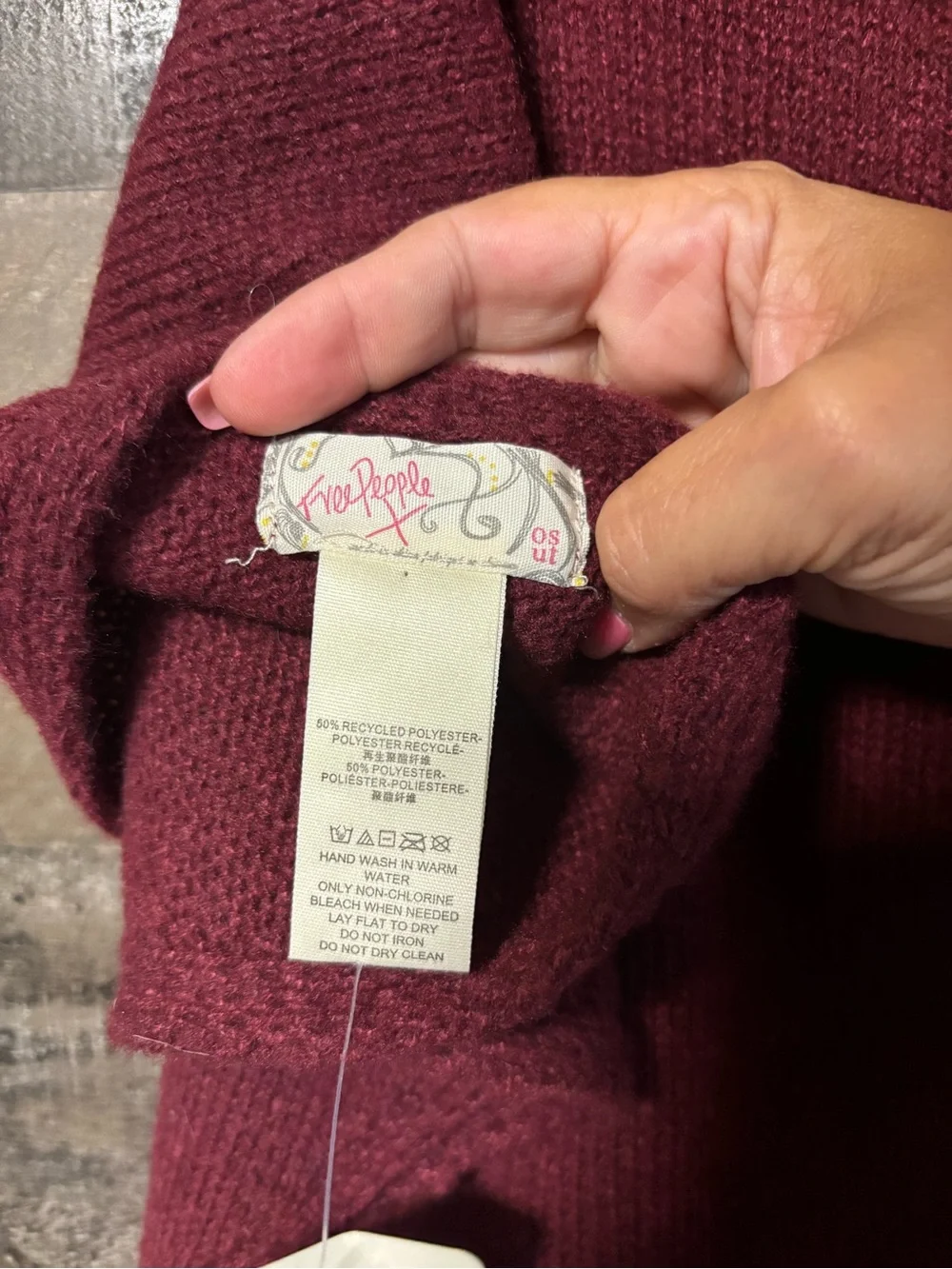 NWT Free People Dark Red Coastal Cable Knit Shawl
